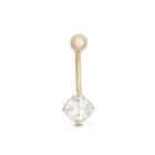 10k Yellow Gold Cubic Zirconia Cushion Solitaire Belly Ring