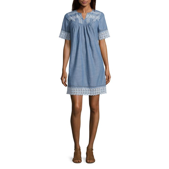 St. John's Bay Elbow Sleeve A-line Dress