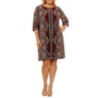 Studio 1 3/4 Sleeve Medallion Sheath Dress - Plus