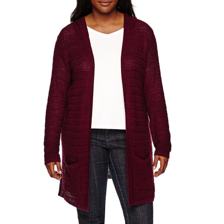 Arizona Marl Hooded Cardigan - Juniors Plus