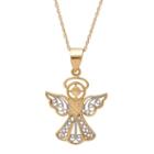Infinite Gold&trade; 14k Yellow Gold Diamond-cut Angel Pendant Necklace