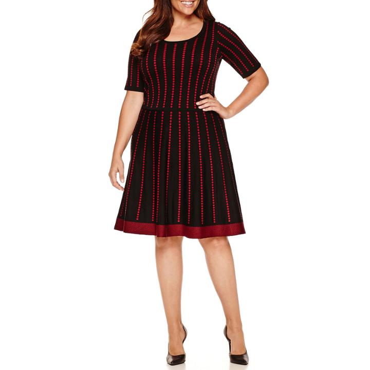 Danny & Nicole Elbow Sleeve Sweater Dress-plus