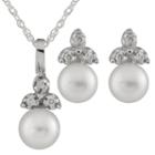 Splendid Pearls Womens 2-pc. Diamond Accent White Pearl 14k Gold Jewelry Set