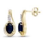 Diamond Accent Genuine Blue Sapphire 14k Gold Over Silver 14.7mm Stud Earrings