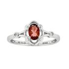 Womens Diamond Accent Genuine Garnet Red Sterling Silver Delicate Ring