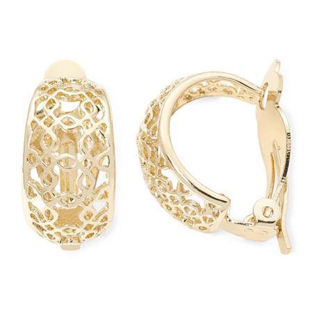 Liz Claiborne Gold-tone Clip-on Hoop Earrings