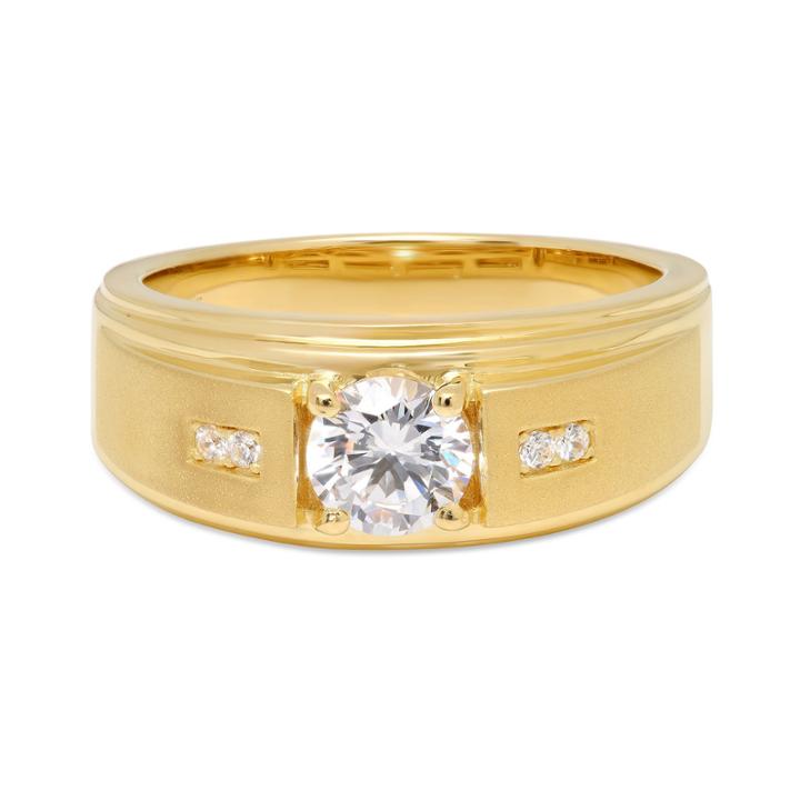 Mens Simulated Round White Cubic Zirconia 14k