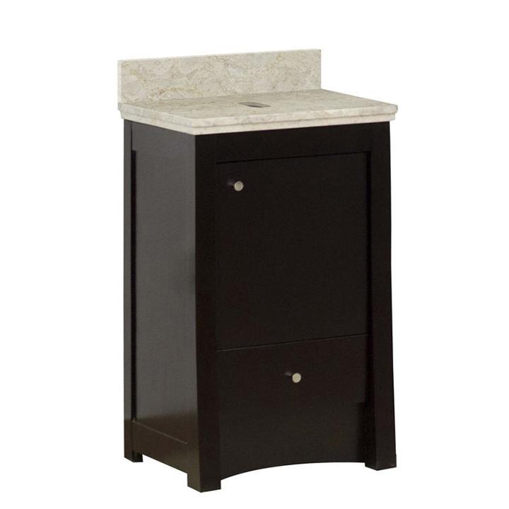 19.75-in. W Floor Mount Distressed Antique Walnutvanity Set For Wall Mount Drilling Beige Top