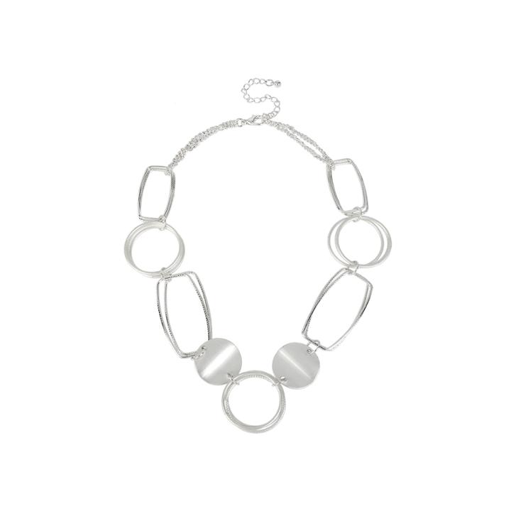 Bold Elements&trade; Silver-tone Disk And Link Necklace
