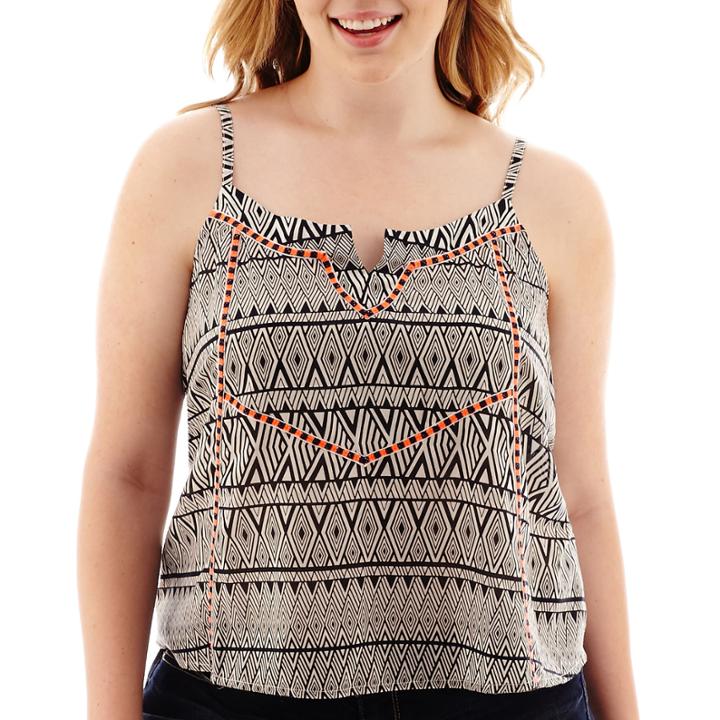 Arizona Sleeveless Aztec Print Woven Top - Juniors Plus