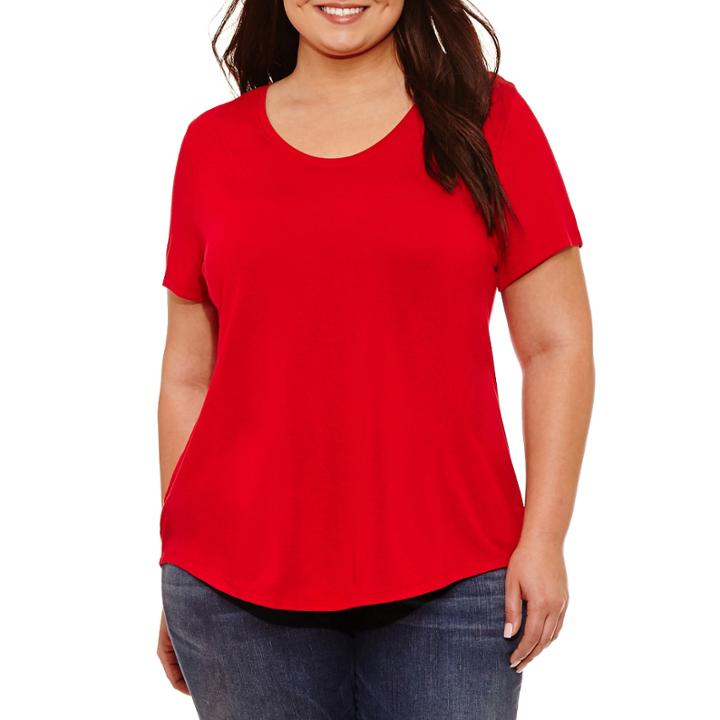 A.n.a Short Sleeve Scoop Neck T-shirt-womens Plus