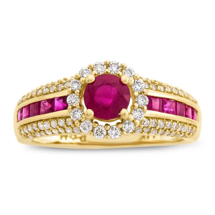 Womens Lead Glass Filled Red Ruby Cocktail Ring In 14k Gold