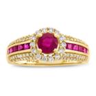Womens Lead Glass Filled Red Ruby Cocktail Ring In 14k Gold