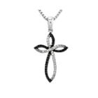 1/5 Ct. T.w. White And Color-enhanced Black Diamond Cross Pendant Necklace