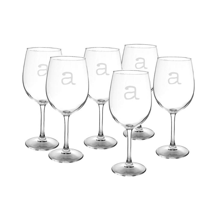 Cathy's Concepts Set Of 6 Personalized White Wine Glasses