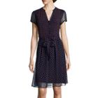 Msk Short-sleeve Polka Dot Shirtdress