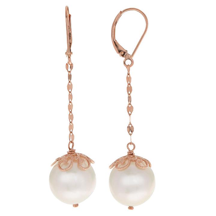 Pearl 14k Rose Gold Drop Earrings