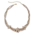 Vieste Silver-tone Pearlized Glass Bead Twist Necklace