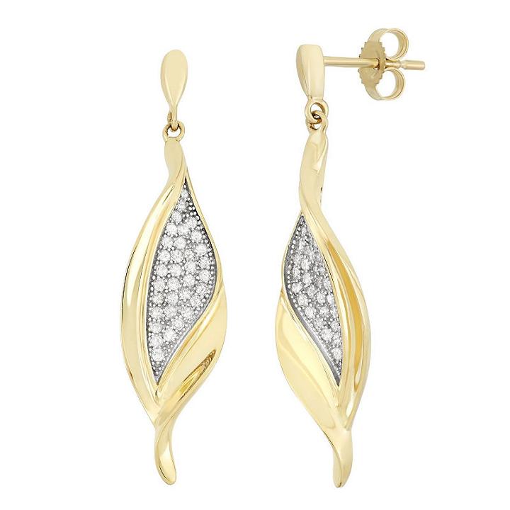 3/8 Ct. T.w. Genuine White Diamond 10k Gold Drop Earrings