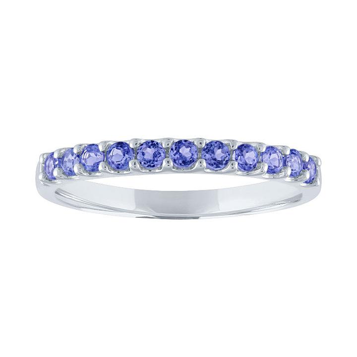 Modern Bride Gemstone Womens Round Blue Tanzanite 10k Gold Engagement Ring