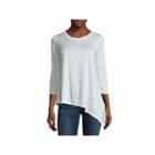 Liz Claiborne 3/4 Sleeve Asymmetrical Hem Sweater-talls