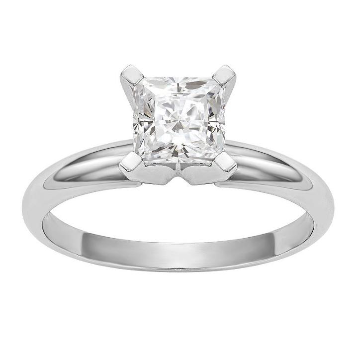 Womens 3/4 Ct. T.w. Princess White Moissanite 14k Gold Engagement Ring