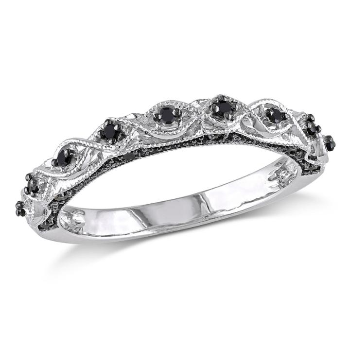 Womens 1/8 Ct. T.w. Color Enhanced Black Diamond 10k Gold Wedding Band