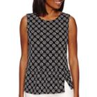 Liz Claiborne Sleeveless Knit Print Peplum Shirt - Tall