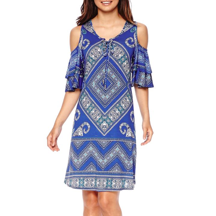 Luxology Cold-shoulder Peasant Dress