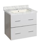 23.75-in. W Wall Mount White Vanity Set For 1 Holedrilling Bianca Carara Top Biscuit Um Sink