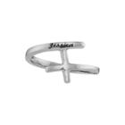 Personalized 10k White Gold Sideways Cross Name Ring