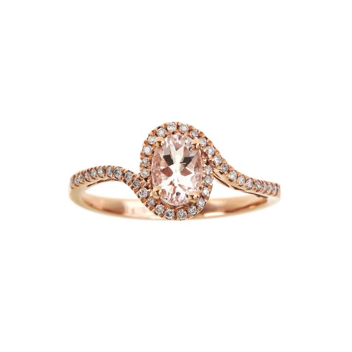 Limited Quantities Genuine Morganite And Diamond Oval Ring
