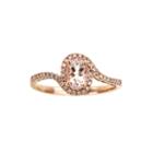 Limited Quantities Genuine Morganite And Diamond Oval Ring