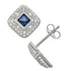 Lab Created Blue Sapphire Sterling Silver 12.4mm Stud Earrings