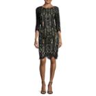 Rn Studio By Ronni Nicole 3/4-sleeve Metallic Lining Lace Overlay Shift Dress - Petite