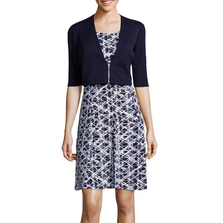 Perceptions Elbow-sleeve Abstract Print Jacket Dress