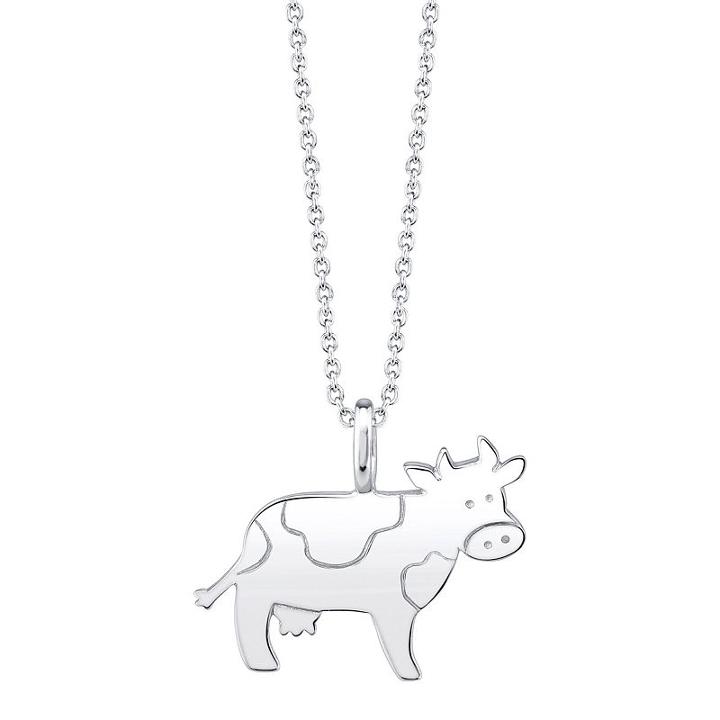 Footnotes Cow Womens Sterling Silver Pendant Necklace