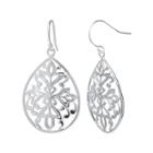 Silver-plated Floral Filigree Pear-shaped Drop Earrings
