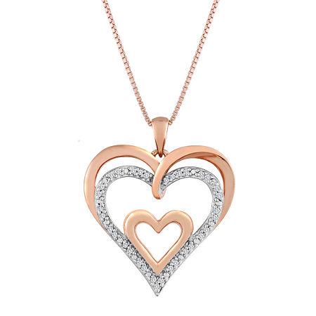 1/10 Ct. T.w. Diamond Openwork Triple-heart Pendant Necklace