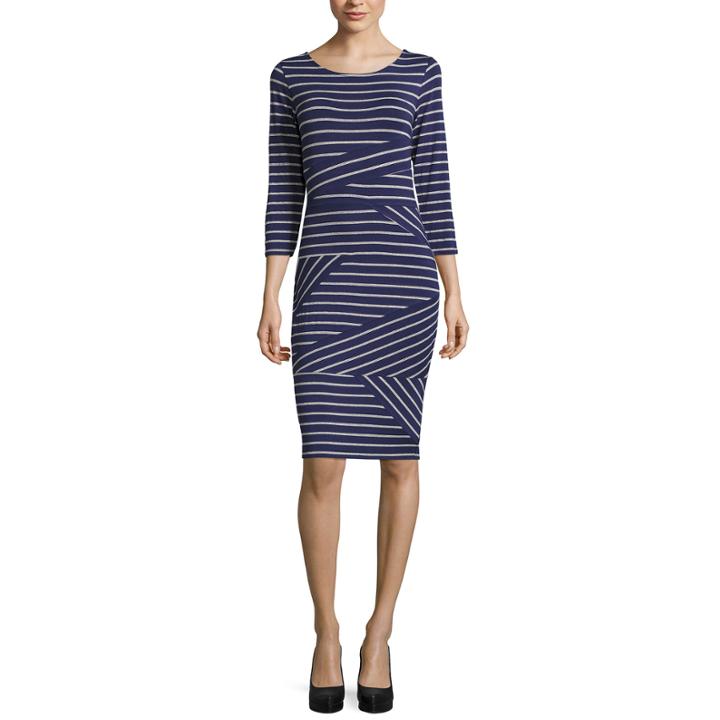 Belle + Sky 3/4 Sleeve Stripe Bodycon Dress