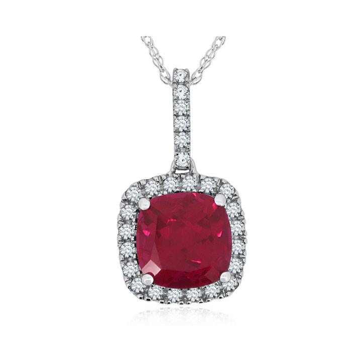 Lab-created Ruby & Pave White Sapphire Sterling Silver Pendant