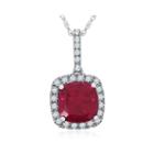 Lab-created Ruby & Pave White Sapphire Sterling Silver Pendant