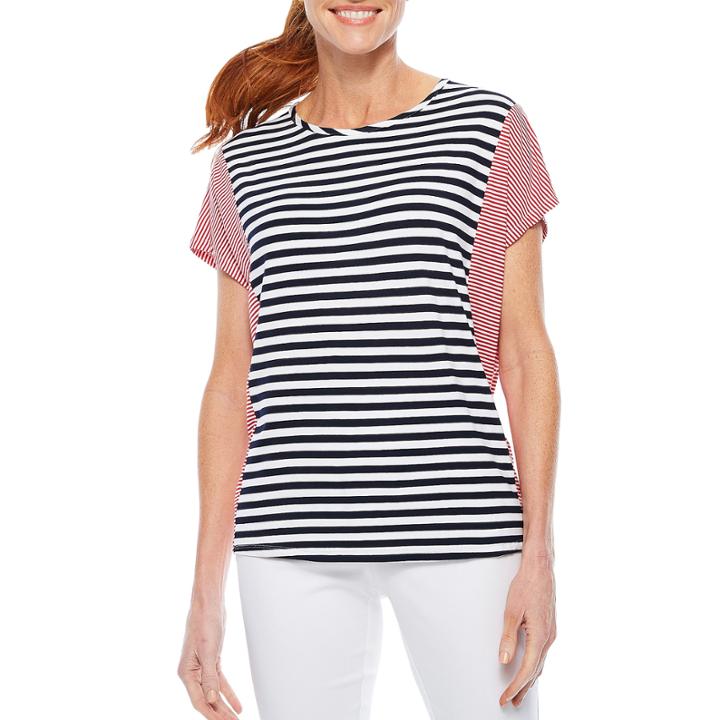 Sag Harbor Stars And Stripes Short Sleeve Crew Neck T-shirt