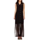 Fifth & Park Sleeveless Sheer Button-up Maxi Dress