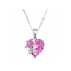 Womens Pink Sapphire Sterling Silver Pendant Necklace