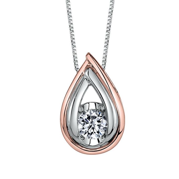 Sirena Womens 1/5 Ct. T.w. Genuine White Diamond 14k Gold Pendant Necklace