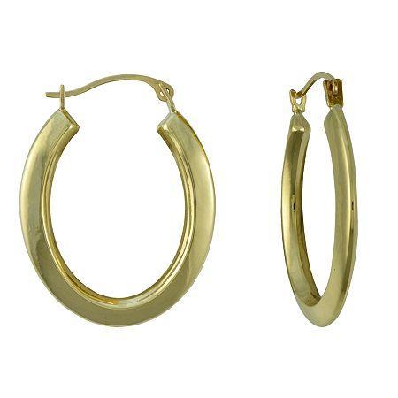 14k Gold Oval Hoop Earrings