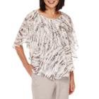 Alfred Dunner Veneto Valley Flutter-sleeve Printed Layered Top
