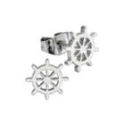 Stainless Steel Ship Wheel Stud Earrings