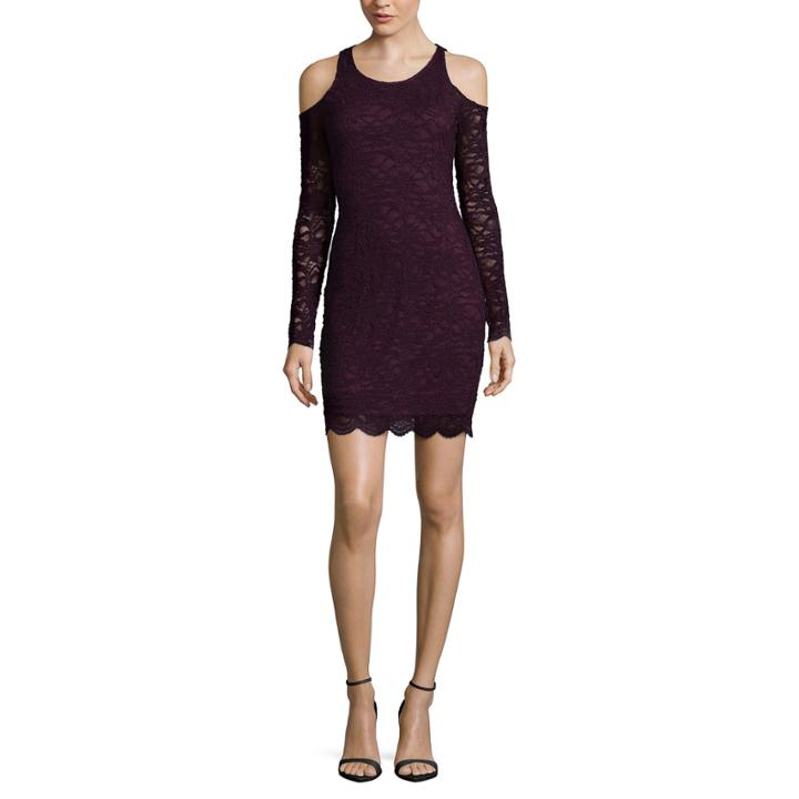 Jump Girllong Sleeve Cold Shoulderbodycon Dress-juniors